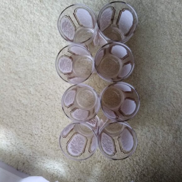 vintage 60s frosted floral highball glass x8 set - Picture 8 of 9